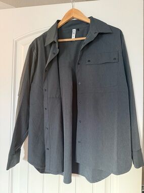 Button-Down Shirt - Charcoal Gray Long Sleeve
